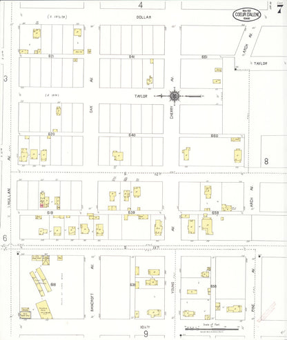 Sanborn Fire Insurance Map from Coeur D'alene, Kootenai County, Idaho (1921), Sheet #0007 - Complete Map Set gallery image, historic Sanborn map, vintage wall art, Idaho Idaho