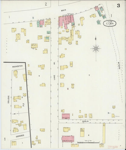 Sanborn Fire Insurance Map from Lima, Livingston County, New York (1897), Sheet #0003 - Historic Sanborn Fire Insurance Map Print, vintage old map wall art, antique decor, genealogy gift, New York New York map