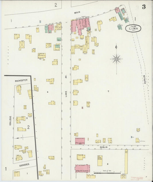 Sanborn Fire Insurance Map from Lima, Livingston County, New York (1897), Sheet #0003 - Historic Sanborn Fire Insurance Map Print, vintage old map wall art, antique decor, genealogy gift, New York New York map