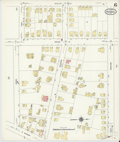 Sanborn Fire Insurance Map from Peekskill, Westchester County, New York (1911), Sheet #0006 - Historic Sanborn Fire Insurance Map Print, vintage old map wall art, antique decor, genealogy gift, New York New York map