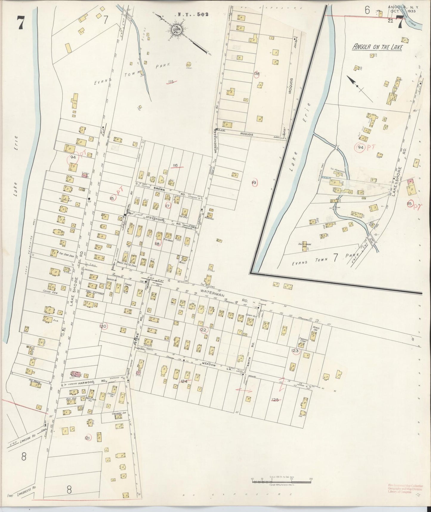 Sanborn Fire Insurance Map from Angola, Erie County, New York (1944), Sheet #0007 - Complete Map Set gallery image, historic Sanborn map, vintage wall art, New York New York