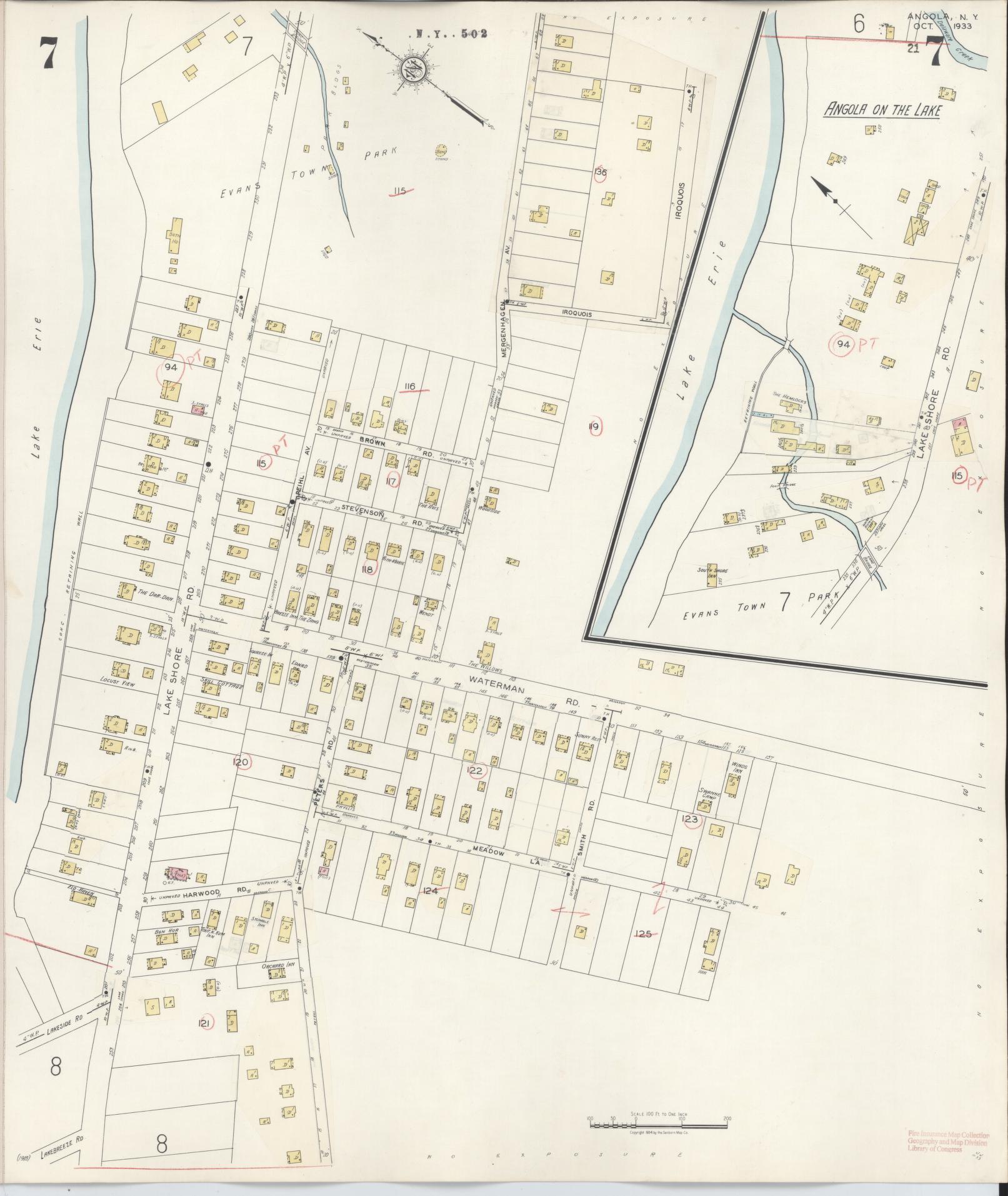 Sanborn Fire Insurance Map from Angola, Erie County, New York (1944), Sheet #0007 - Complete Map Set gallery image, historic Sanborn map, vintage wall art, New York New York