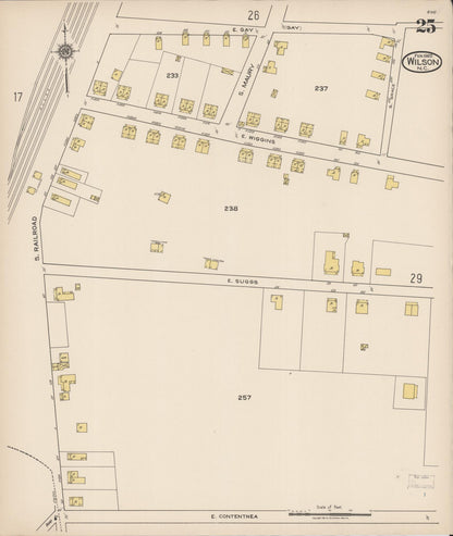 Sanborn Fire Insurance Map from Wilson, Wilson County, North Carolina (1922), Sheet #0025 - Historic Sanborn Fire Insurance Map Print, vintage old map wall art, antique decor, genealogy gift, North Carolina North Carolina map