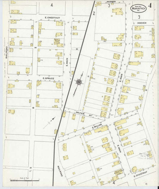 Sanborn Fire Insurance Map from Mahaffly, Clearfield County, Pennsylvania (1910), Sheet #0004 - Historic Sanborn Fire Insurance Map Print, vintage old map wall art, antique decor, genealogy gift, Pennsylvania Pennsylvania map