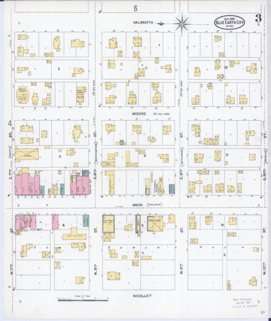 Sanborn Fire Insurance Map from Blue Earth, Faribault County, Minnesota (1905), Sheet #0003 - Historic Sanborn Fire Insurance Map Print, vintage old map wall art, antique decor, genealogy gift, Minnesota Minnesota map