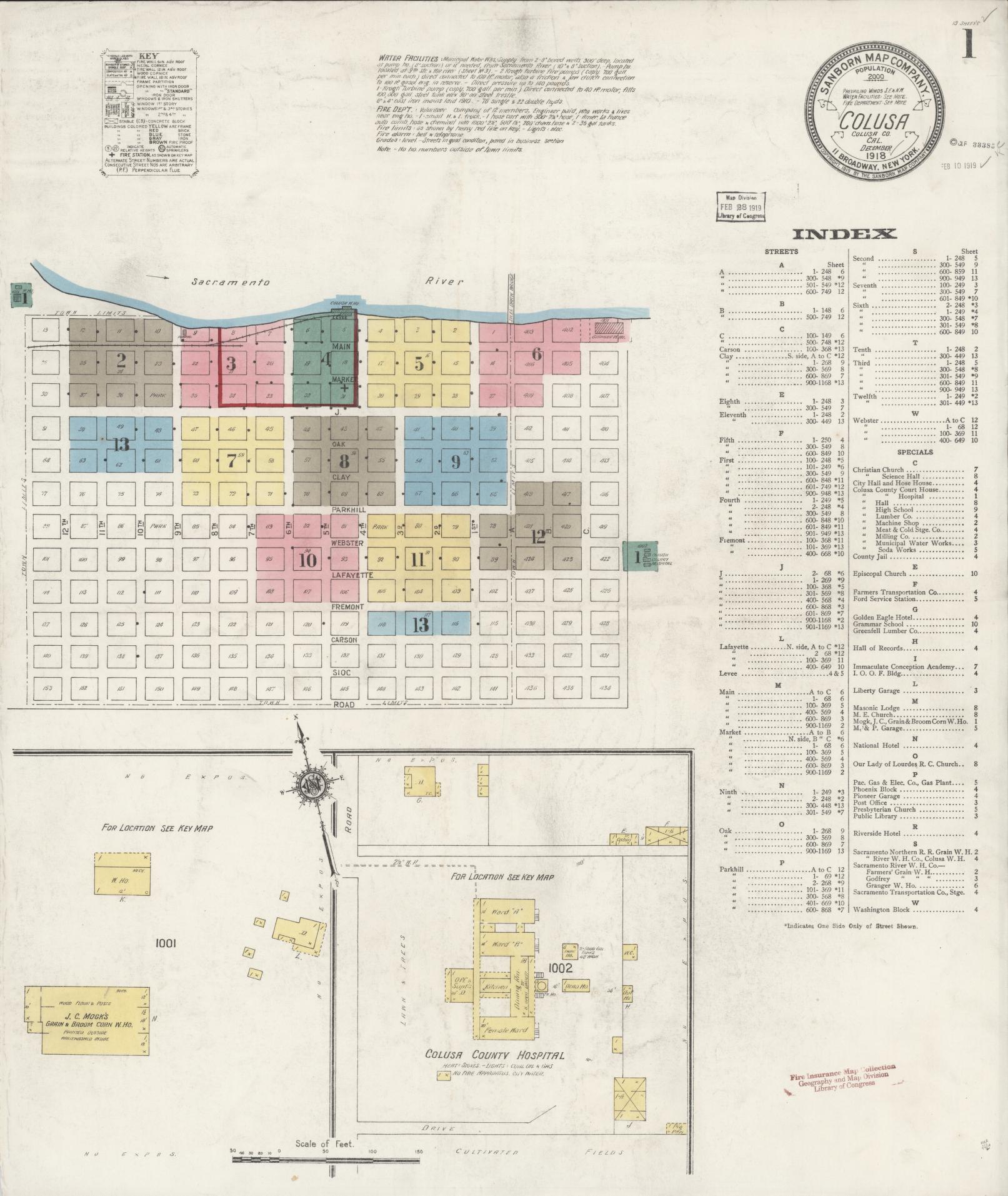 Sanborn Fire Insurance Map from Colusa, Colusa County, California (1918), Sheet #0001 - Complete Map Set gallery image, historic Sanborn map, vintage wall art, California California