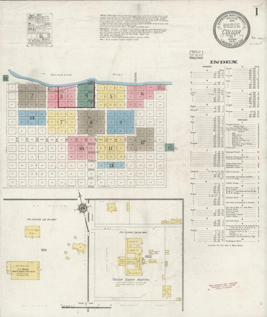 Sanborn Fire Insurance Map from Colusa, Colusa County, California (1918), Sheet #0001 - Complete Map Set gallery image, historic Sanborn map, vintage wall art, California California