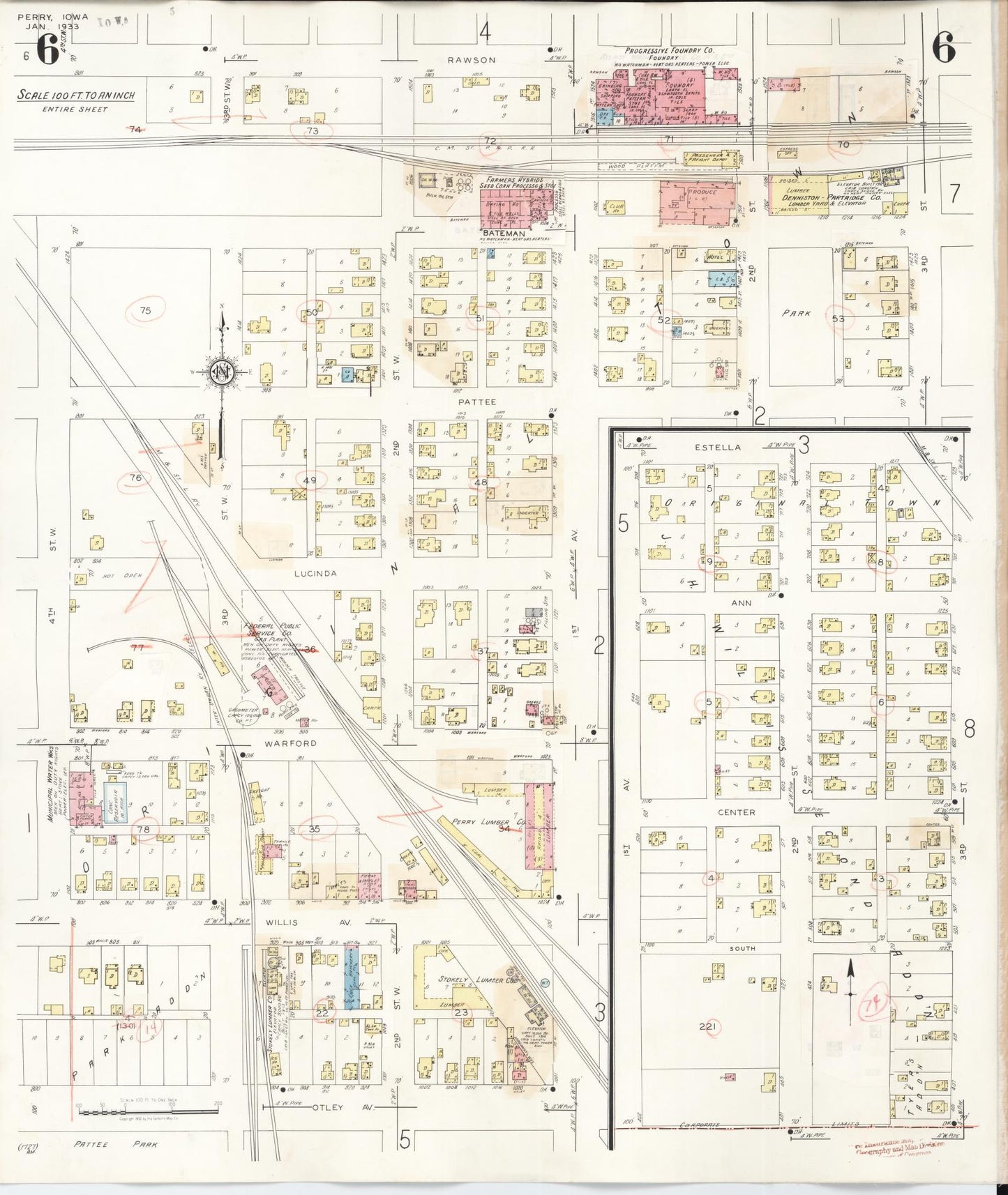 Sanborn Fire Insurance Map from Perry, Dallas County, Iowa (1947), Sheet #0006 - Historic Sanborn Fire Insurance Map Print, vintage old map wall art