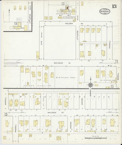 Sanborn Fire Insurance Map from Newport, Jackson County, Arkansas (1914), Sheet #0013 - Complete Map Set gallery image, historic Sanborn map, vintage wall art, Arkansas Arkansas