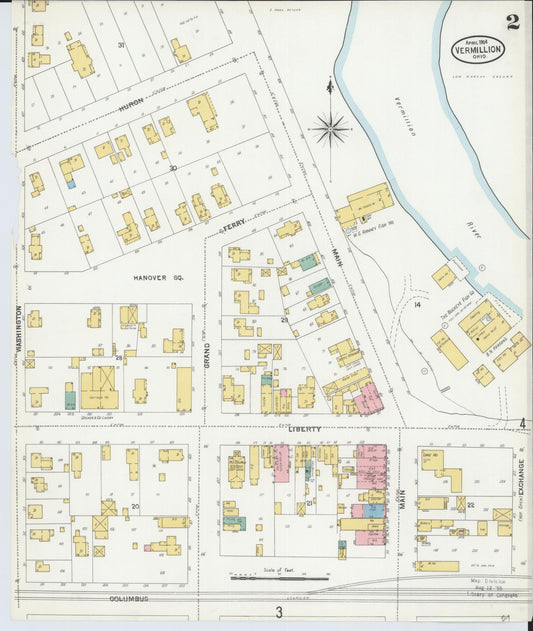 Sanborn Fire Insurance Map from Vermillion, Erie County, Ohio (1904), Sheet #0002 - Historic Sanborn Fire Insurance Map Print, vintage old map wall art, antique decor, genealogy gift, Ohio Ohio map