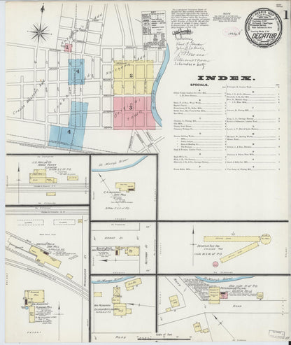 Sanborn Fire Insurance Map from Decatur, Adams County, Indiana (1890), Sheet #0001 - Historic Sanborn Fire Insurance Map Print, vintage old map wall art, antique decor, genealogy gift, Indiana Indiana map