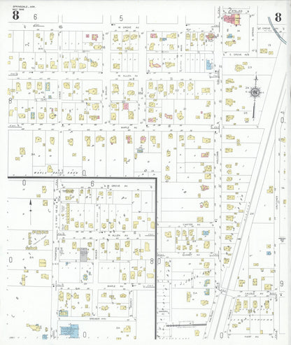 Sanborn Fire Insurance Map from Springdale, Washington County, Arkansas (1948), Sheet #0008 - Complete Map Set gallery image, historic Sanborn map, vintage wall art, Arkansas Arkansas