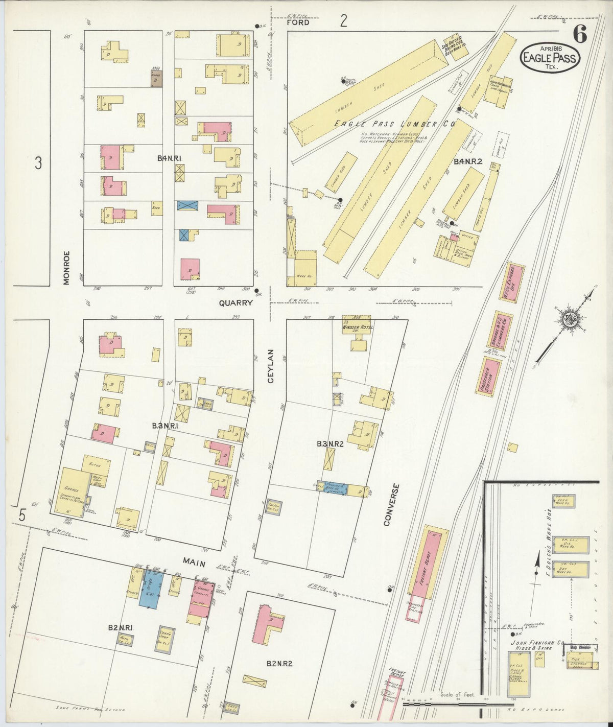 Sanborn Fire Insurance Map from Eagle Pass, Maverick County, Texas (1916), Sheet #0006 - Complete Map Set gallery image, historic Sanborn map, vintage wall art, Texas Texas