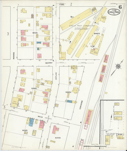 Sanborn Fire Insurance Map from Eagle Pass, Maverick County, Texas (1916), Sheet #0006 - Complete Map Set gallery image, historic Sanborn map, vintage wall art, Texas Texas