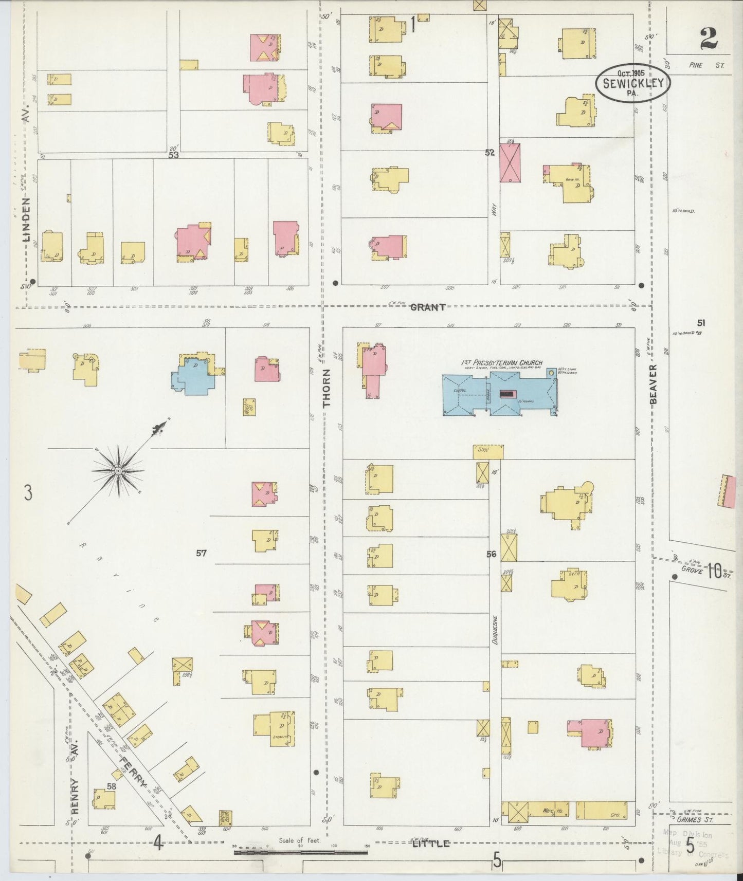 Sanborn Fire Insurance Map from Sewickley, Allegheny County, Pennsylvania (1905), Sheet #0002 - Complete Map Set gallery image, historic Sanborn map, vintage wall art, Pennsylvania Pennsylvania