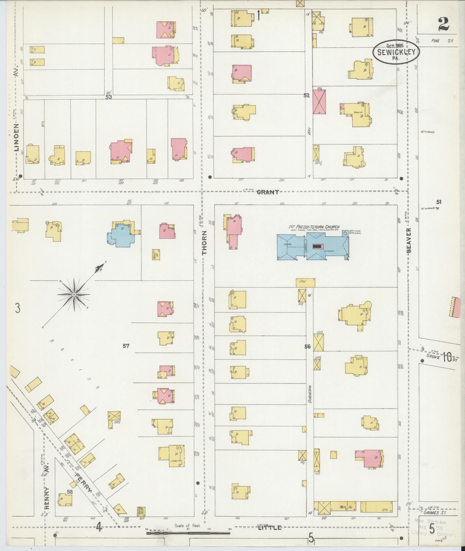 Sanborn Fire Insurance Map from Sewickley, Allegheny County, Pennsylvania (1905), Sheet #0002 - Complete Map Set gallery image, historic Sanborn map, vintage wall art, Pennsylvania Pennsylvania