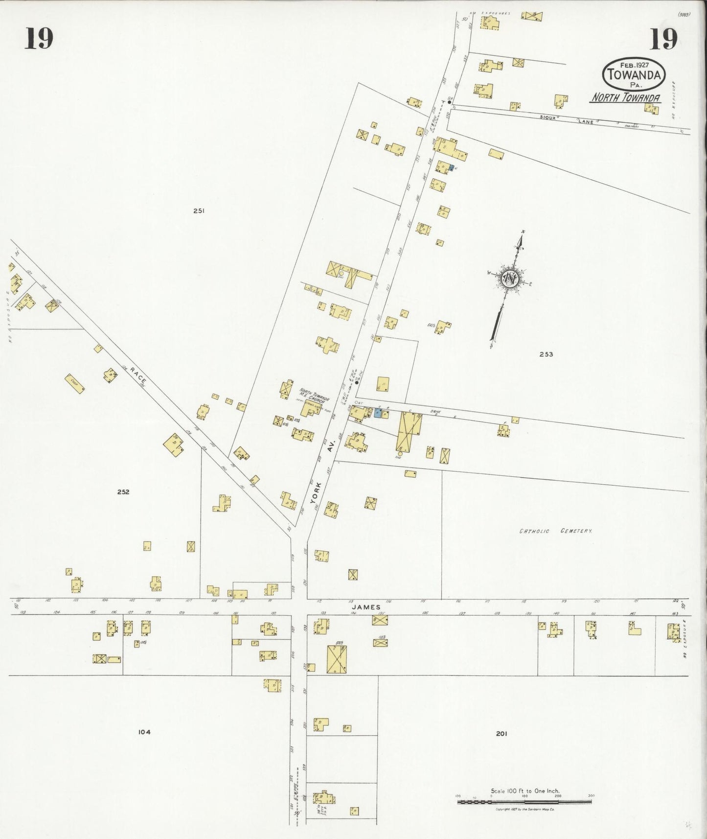 Sanborn Fire Insurance Map from Towanda, Bradford County, Pennsylvania (1927), Sheet #0019 - Complete Map Set gallery image, historic Sanborn map, vintage wall art, Pennsylvania Pennsylvania
