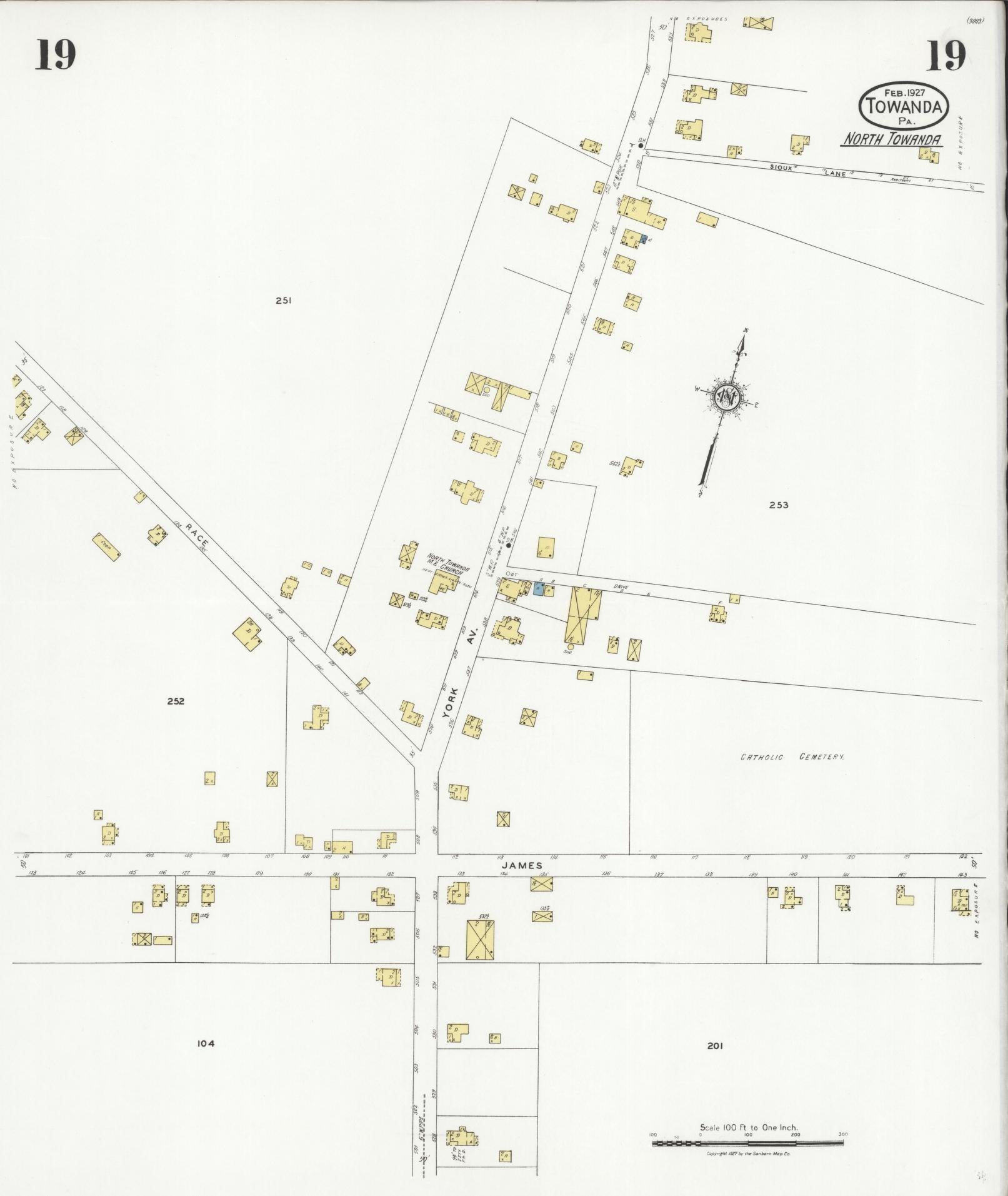 Sanborn Fire Insurance Map from Towanda, Bradford County, Pennsylvania (1927), Sheet #0019 - Complete Map Set gallery image, historic Sanborn map, vintage wall art, Pennsylvania Pennsylvania
