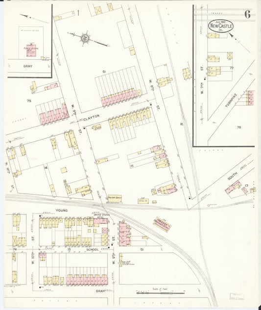 Sanborn Fire Insurance Map from New Castle, New Castle County, Delaware (1912), Sheet #0006 - Historic Sanborn Fire Insurance Map Print, vintage old map wall art, antique decor, genealogy gift, Delaware Delaware map