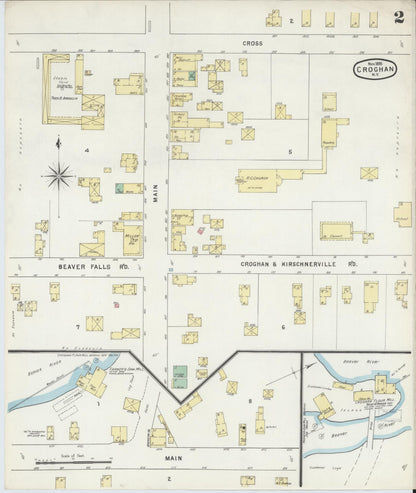 Sanborn Fire Insurance Map from Croghan, Lewis County, New York (1895), Sheet #0002 - Complete Map Set gallery image, historic Sanborn map, vintage wall art, New York New York