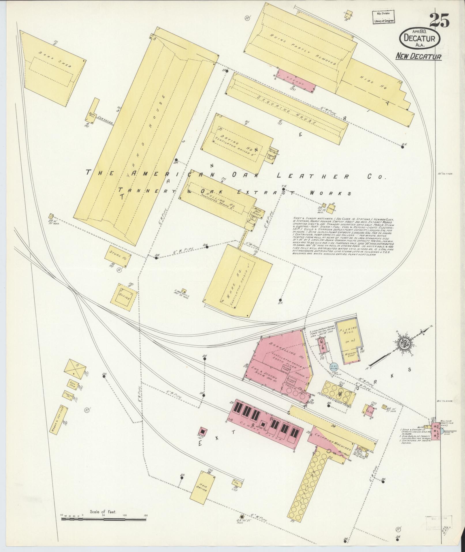Sanborn Fire Insurance Map from Decatur, Morgan County, Alabama (1913), Sheet #0025 - Complete Map Set gallery image, historic Sanborn map, vintage wall art, Alabama Alabama