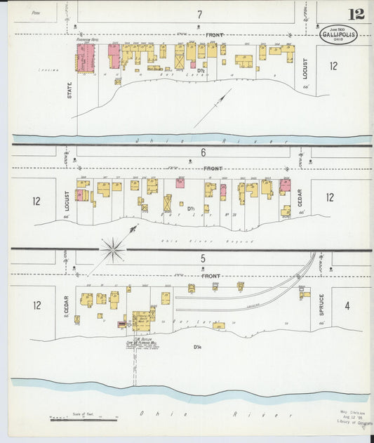 Sanborn Fire Insurance Map from Gallipolis, Gallia County, Ohio (1900), Sheet #0012 - Historic Sanborn Fire Insurance Map Print, vintage old map wall art, antique decor, genealogy gift, Ohio Ohio map
