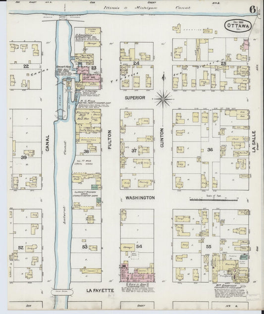 Sanborn Fire Insurance Map from Ottawa, La Salle County, Illinois (1888), Sheet #0006 - Historic Sanborn Fire Insurance Map Print, vintage old map wall art, antique decor, genealogy gift, Illinois Illinois map