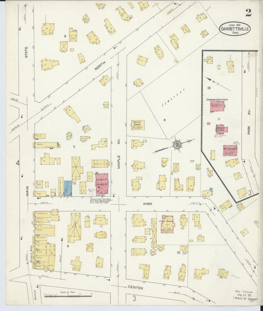 Sanborn Fire Insurance Map from Garrettsville, Portage County, Ohio (1913), Sheet #0002 - Historic Sanborn Fire Insurance Map Print, vintage old map wall art, antique decor, genealogy gift, Ohio Ohio map