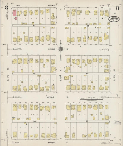 Sanborn Fire Insurance Map from Lawton, Comanche County, Oklahoma (1923), Sheet #0008 - Complete Map Set gallery image, historic Sanborn map, vintage wall art, Oklahoma Oklahoma