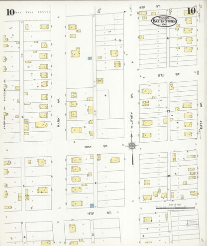 Sanborn Fire Insurance Map from Baxter Springs, Cherokee County, Kansas (1926), Sheet #0010 - Complete Map Set gallery image, historic Sanborn map, vintage wall art, Kansas Kansas