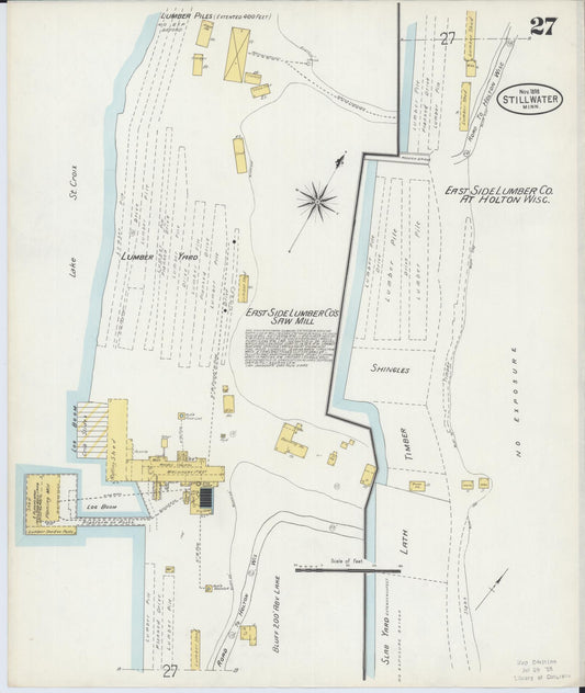 Sanborn Fire Insurance Map from Stillwater, Washington County, Minnesota (1898), Sheet #0027 - Historic Sanborn Fire Insurance Map Print, vintage old map wall art, antique decor, genealogy gift, Minnesota Minnesota map