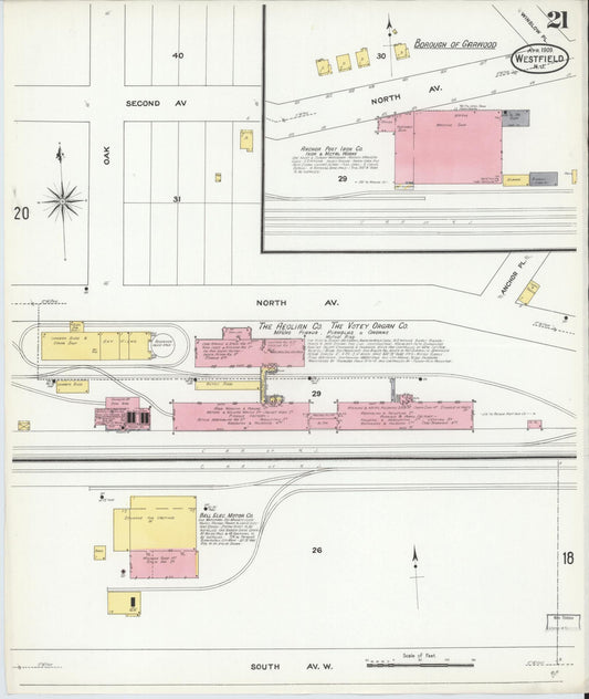 Sanborn Fire Insurance Map from Westfield, Union County, New Jersey (1909), Sheet #0021 - Historic Sanborn Fire Insurance Map Print, vintage old map wall art, antique decor, genealogy gift, New Jersey New Jersey map