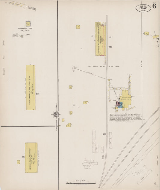 Sanborn Fire Insurance Map from Omak, Okanogan County, Washington (1922), Sheet #0006 - Historic Sanborn Fire Insurance Map Print, vintage old map wall art, antique decor, genealogy gift, Washington Washington map