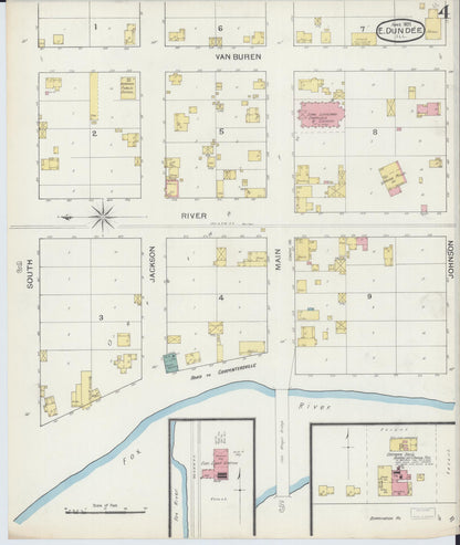 Sanborn Fire Insurance Map from Dundee, Kane County, Illinois (1893), Sheet #0004 - Historic Sanborn Fire Insurance Map Print, vintage old map wall art, antique decor, genealogy gift, Illinois Illinois map