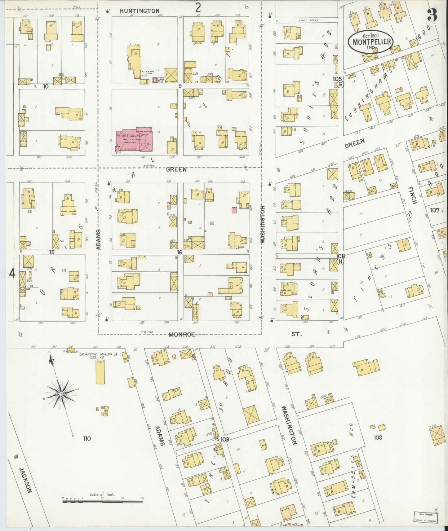 Sanborn Fire Insurance Map from Montpelier, Blackford County, Indiana (1900), Sheet #0003 - Complete Map Set gallery image, historic Sanborn map, vintage wall art, Indiana Indiana
