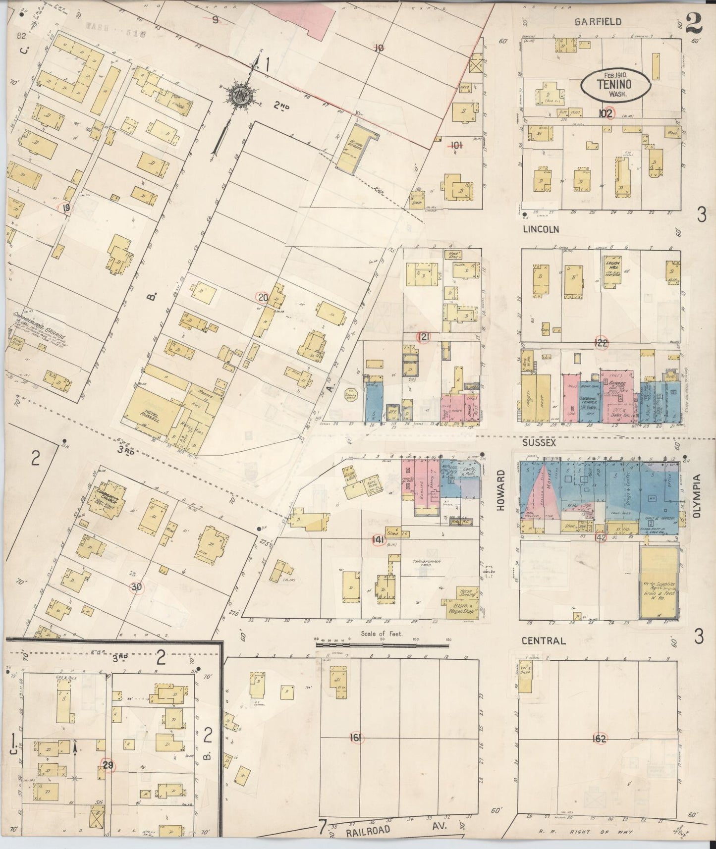 Sanborn Fire Insurance Map from Tenino, Thurston County, Washington (1942), Sheet #0002 - Complete Map Set gallery image, historic Sanborn map, vintage wall art, Washington Washington