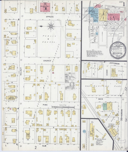 Sanborn Fire Insurance Map from Washington, Tazewell County, Illinois (1898), Sheet #0001 - Historic Sanborn Fire Insurance Map Print, vintage old map wall art, antique decor, genealogy gift, Illinois Illinois map