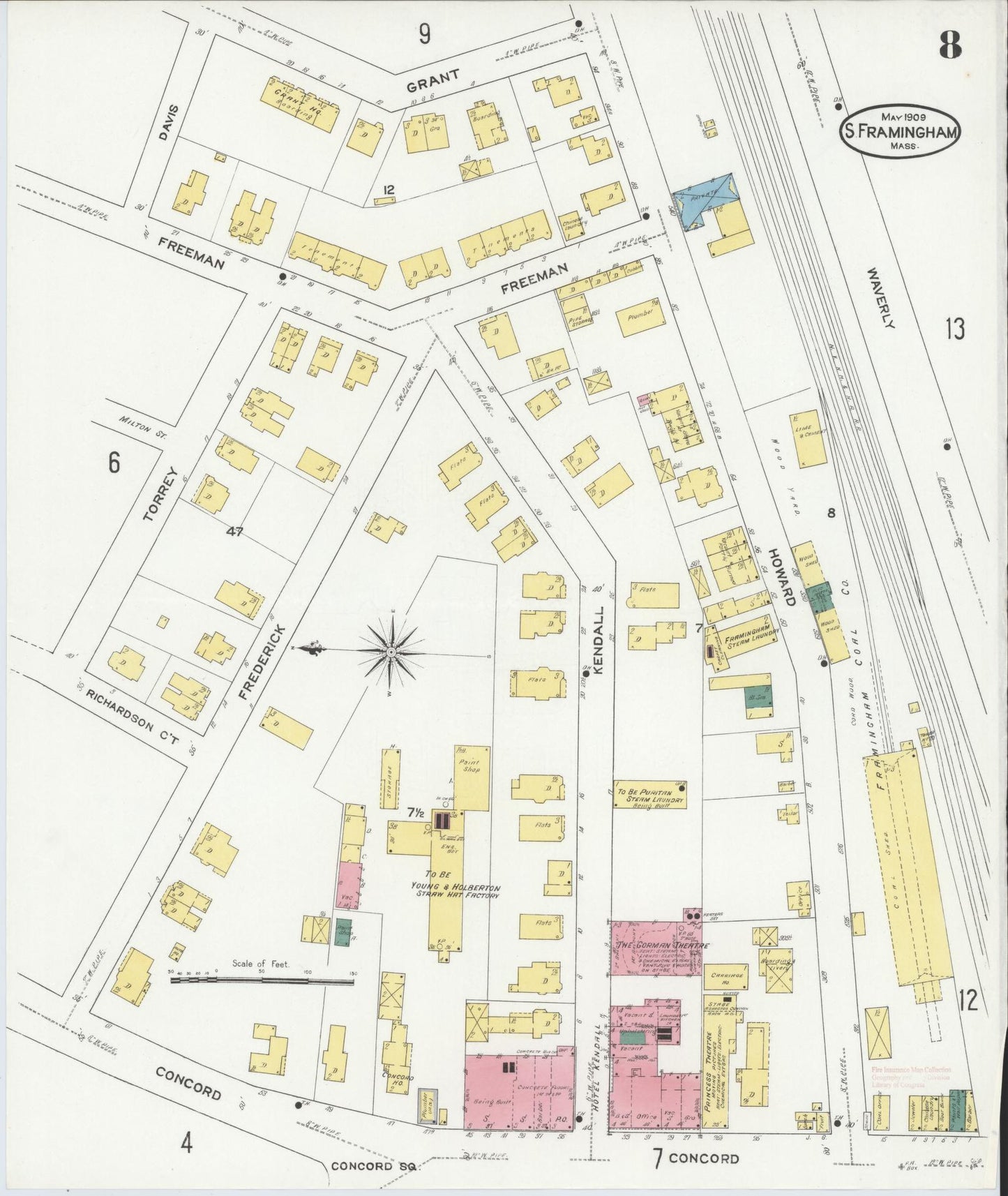 Sanborn Fire Insurance Map from South Farmington, Middlesex County, Massachusetts (1909), Sheet #0008 - Complete Map Set gallery image, historic Sanborn map, vintage wall art, Massachusetts Massachusetts