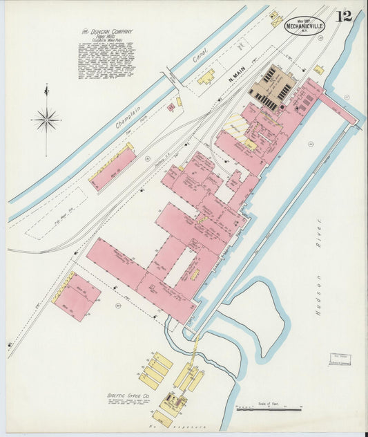 Sanborn Fire Insurance Map from Mechanicville, Saratoga County, New York (1897), Sheet #0012 - Historic Sanborn Fire Insurance Map Print, vintage old map wall art, antique decor, genealogy gift, New York New York map