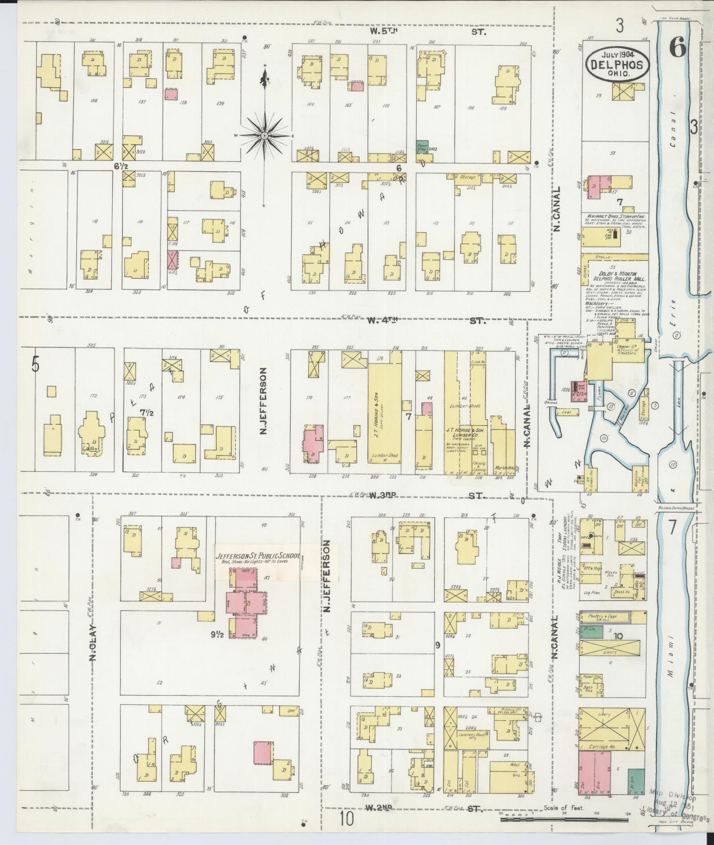 Sanborn Fire Insurance Map from Delphos, Van Wert And Allen Counties, Ohio (1904), Sheet #0006 - Historic Sanborn Fire Insurance Map Print, vintage old map wall art, antique decor, genealogy gift, Ohio Ohio map