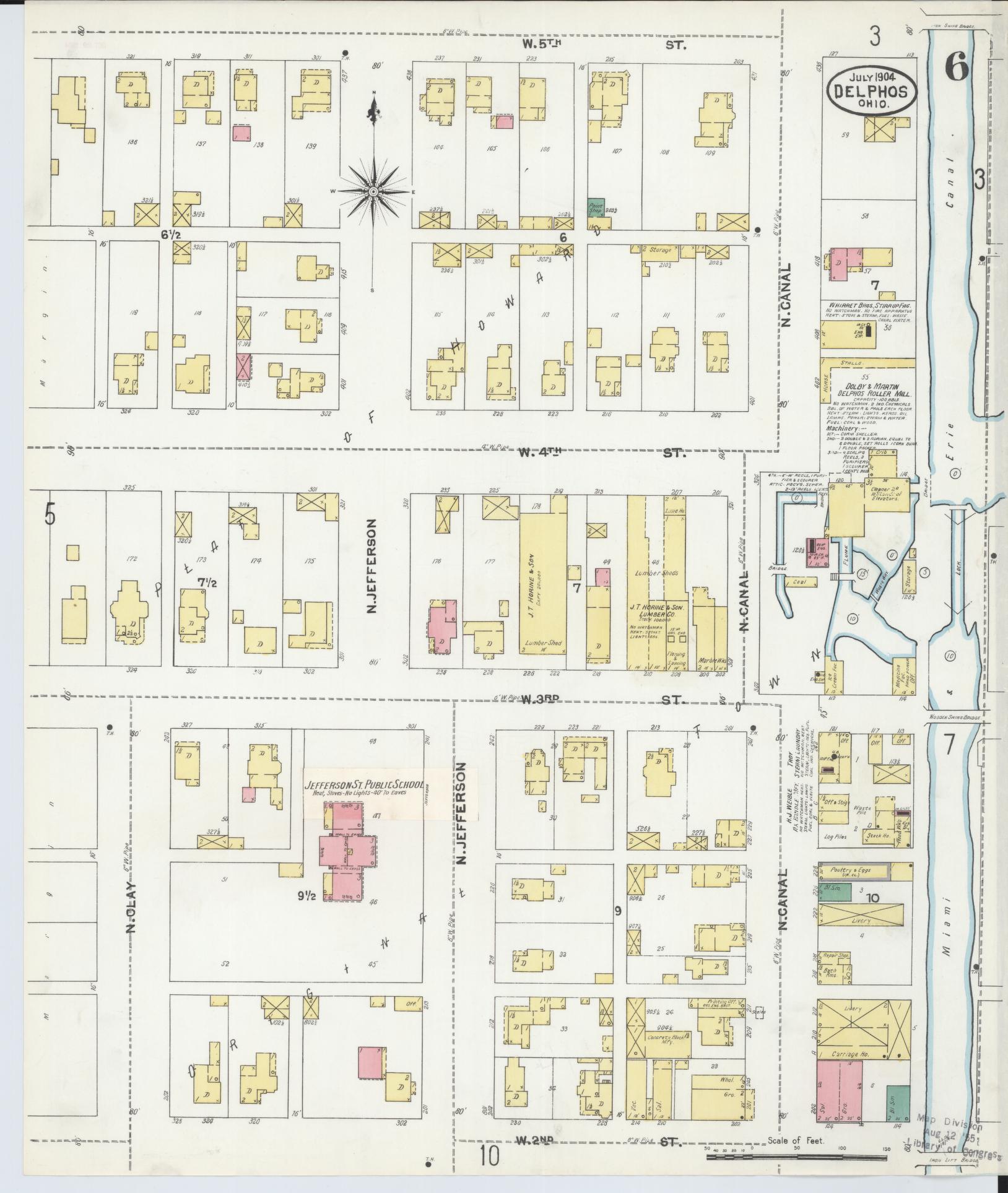 Sanborn Fire Insurance Map from Delphos, Van Wert And Allen Counties, Ohio (1904), Sheet #0006 - Historic Sanborn Fire Insurance Map Print, vintage old map wall art, antique decor, genealogy gift, Ohio Ohio map