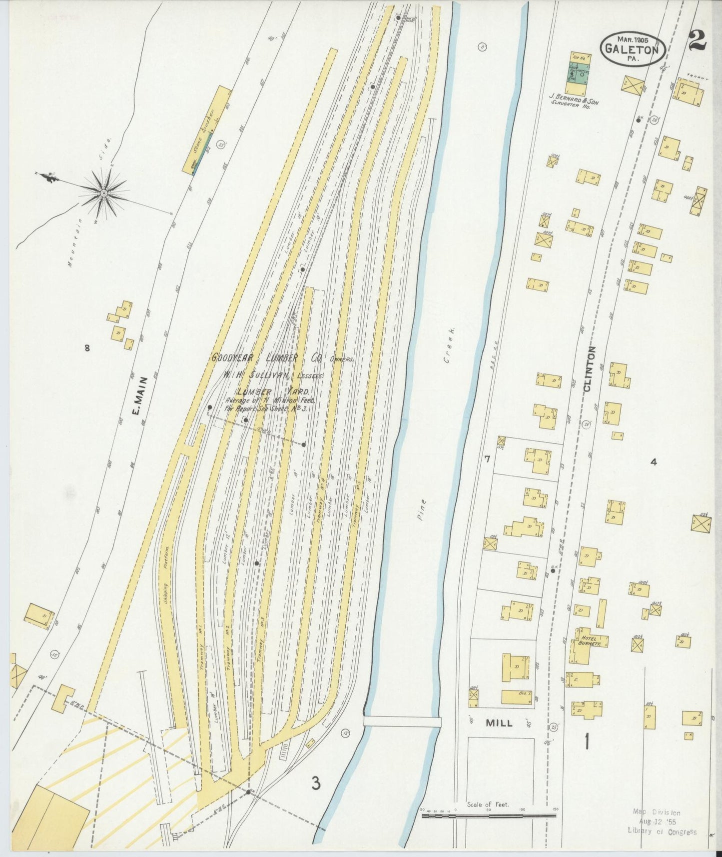 Sanborn Fire Insurance Map from Galeton, Potter County, Pennsylvania (1905), Sheet #0002 - Historic Sanborn Fire Insurance Map Print, vintage old map wall art, antique decor, genealogy gift, Pennsylvania Pennsylvania map