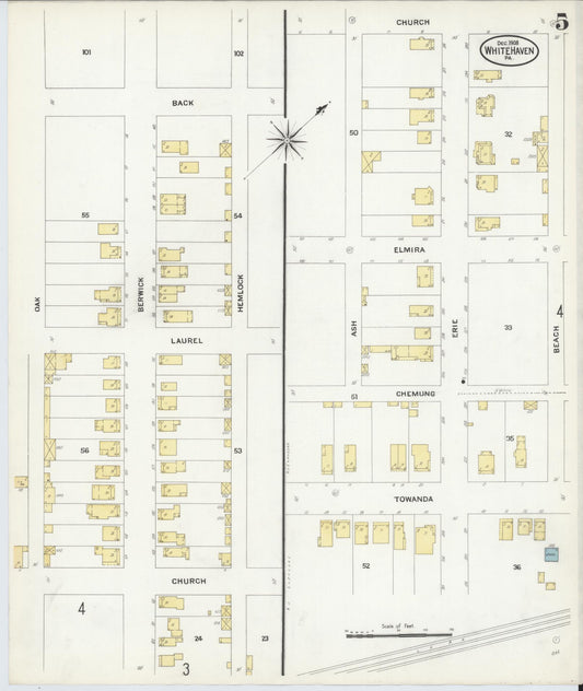Sanborn Fire Insurance Map from White Haven, Luzerne County, Pennsylvania (1908), Sheet #0005 - Historic Sanborn Fire Insurance Map Print, vintage old map wall art, antique decor, genealogy gift, Pennsylvania Pennsylvania map