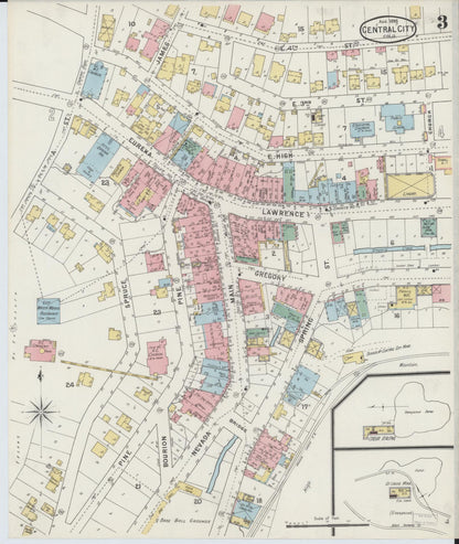 Sanborn Fire Insurance Map from Central City, Gilpin County, Colorado (1895), Sheet #0003 - Complete Map Set gallery image, historic Sanborn map, vintage wall art, Colorado Colorado