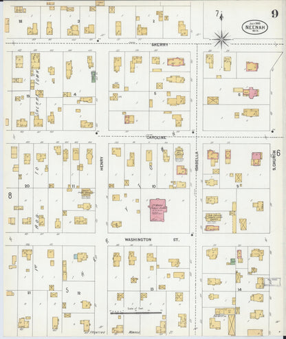 Sanborn Fire Insurance Map from Neenah, Winnebago County, Wisconsin (1900), Sheet #0009 - Complete Map Set gallery image, historic Sanborn map, vintage wall art, Wisconsin Wisconsin
