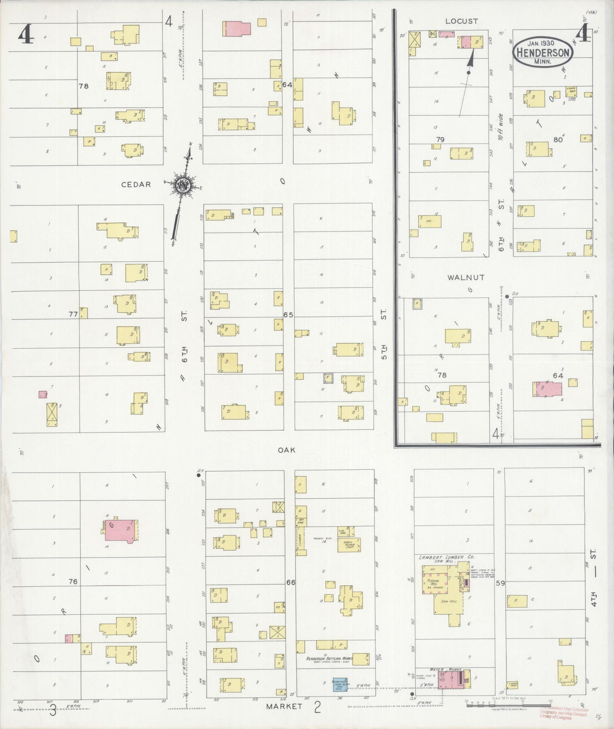 Sanborn Fire Insurance Map from Henderson, Sibley County, Minnesota (1930), Sheet #0004 - Complete Map Set gallery image, historic Sanborn map, vintage wall art, Minnesota Minnesota
