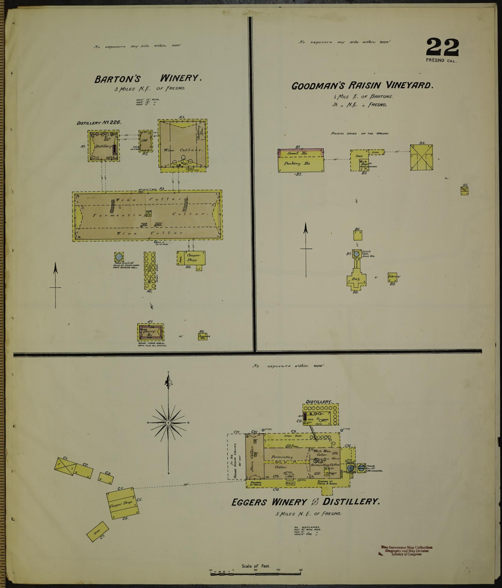 Sanborn Fire Insurance Map from Fresno, Fresno County, California (1888), Sheet #0022 - Historic Sanborn Fire Insurance Map Print, vintage old map wall art, antique decor, genealogy gift, California California map