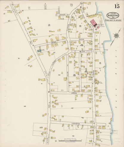 Sanborn Fire Insurance Map from Biddeford, York County, Maine (1922), Sheet #0015 - Complete Map Set gallery image, historic Sanborn map, vintage wall art, Maine Maine