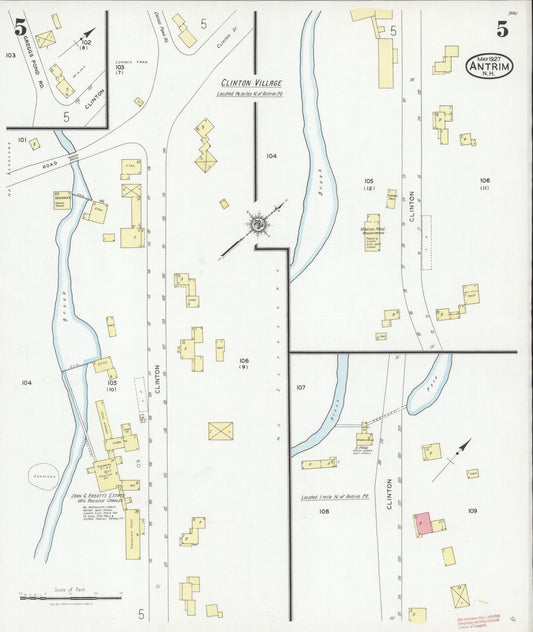 Sanborn Fire Insurance Map from Antrim, Hillsborough County, New Hampshire (1927), Sheet #0005 - Historic Sanborn Fire Insurance Map Print, vintage old map wall art, antique decor, genealogy gift, New Hampshire New Hampshire map