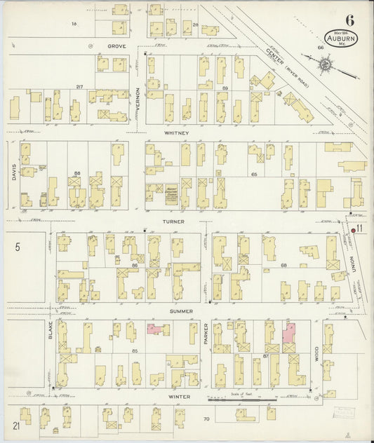Sanborn Fire Insurance Map from Auburn, Androscoggin County, Maine (1914), Sheet #0006 - Historic Sanborn Fire Insurance Map Print, vintage old map wall art, antique decor, genealogy gift, Maine Maine map